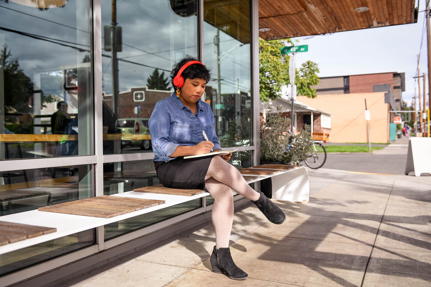 Luann outside cafe