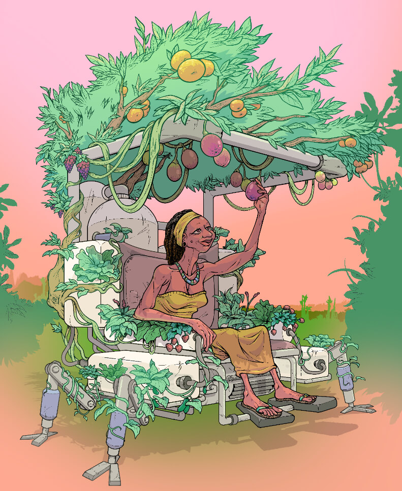 Hydroponic garden chair illustration