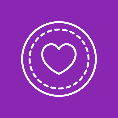Icon of a heart inside a double circle, by Made from the Noun Project