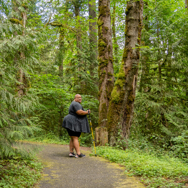 Mid-hike pause