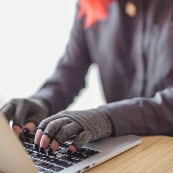 Typing with compression gloves